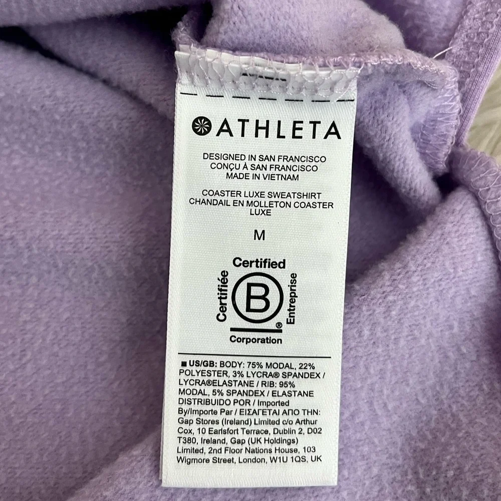 {Athleta} Coaster Luxe Pullover Sweatshirt in Lilac Purple - Women's Medium - Picture 9 of 9